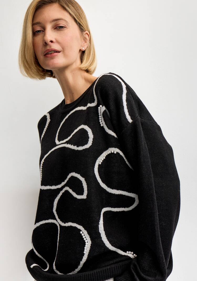 Джемпер с жемчужным декором и абстракцией шир.  750, рис. 7