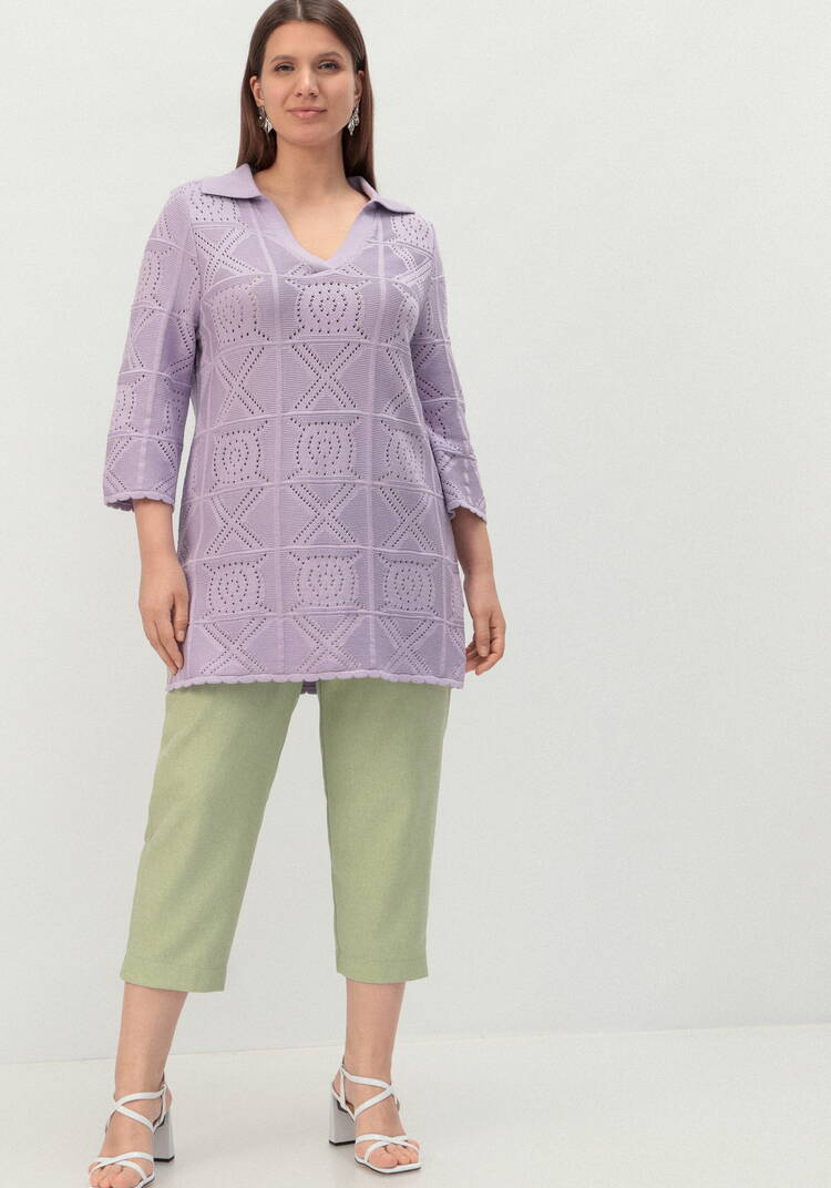 Туника с ажурным рисунком и воротником поло шир.  750, рис. 37