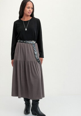 Юбка трикотажная свободного кроя на резинке