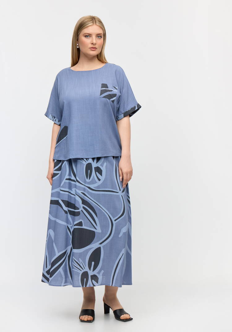 Костюм из вискозы: блуза с юбкой шир.  750, рис. 1