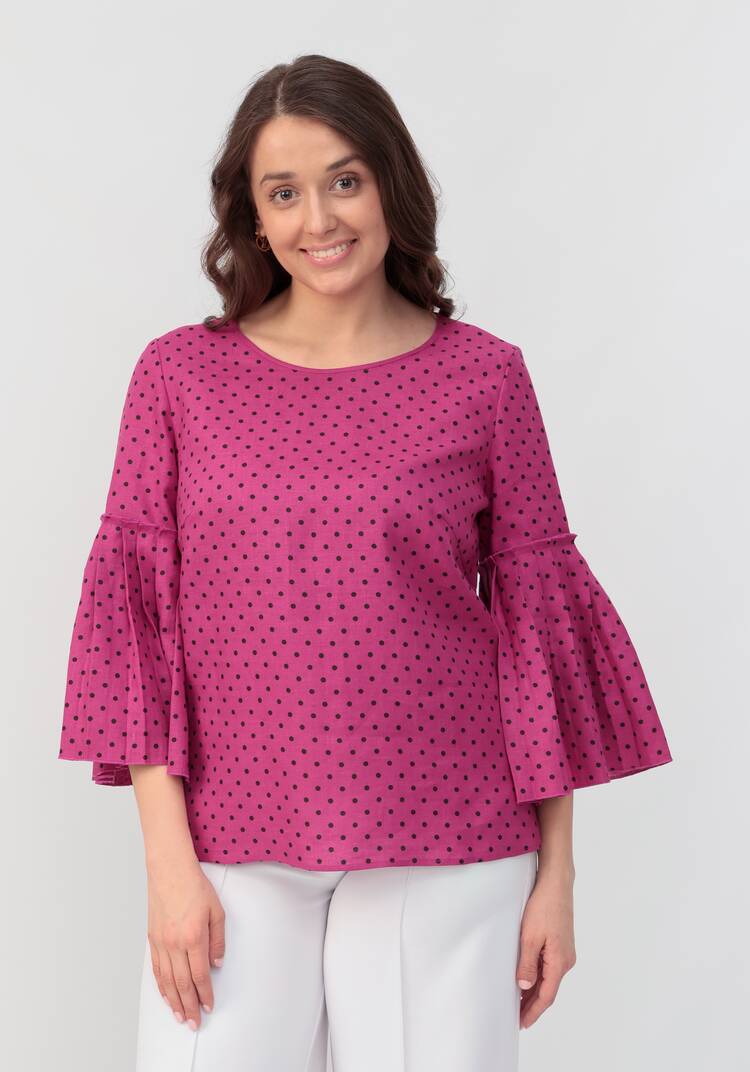 Блуза в горох с расклешенным рукавом Элен шир.  750, рис. 7