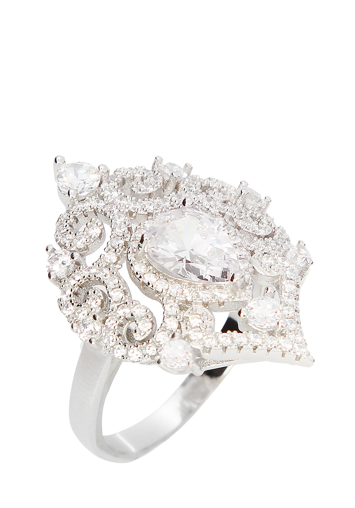 Серебряное кольцо «Чарльстон» Skazka, цвет белый, размер 17 кластер - фото 1
