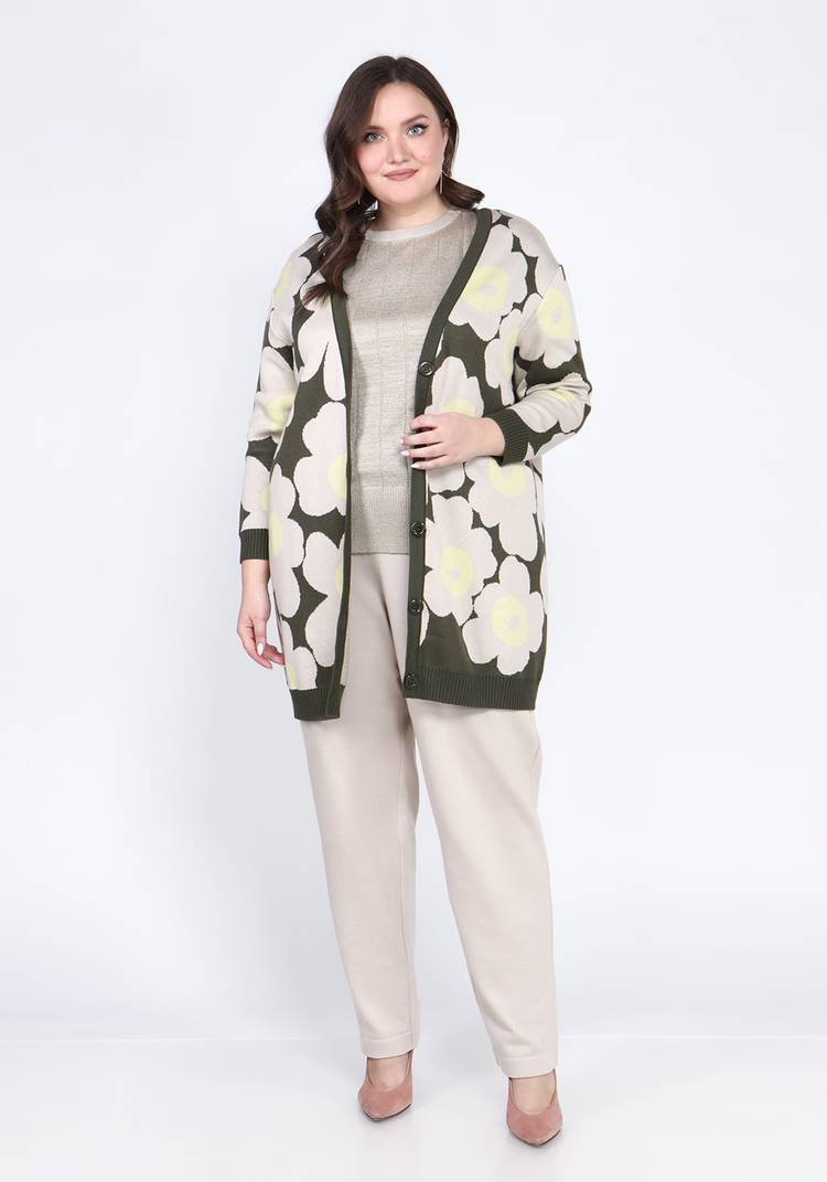 Кардиган с цветочным орнаментом на пуговицах шир.  750, рис. 7