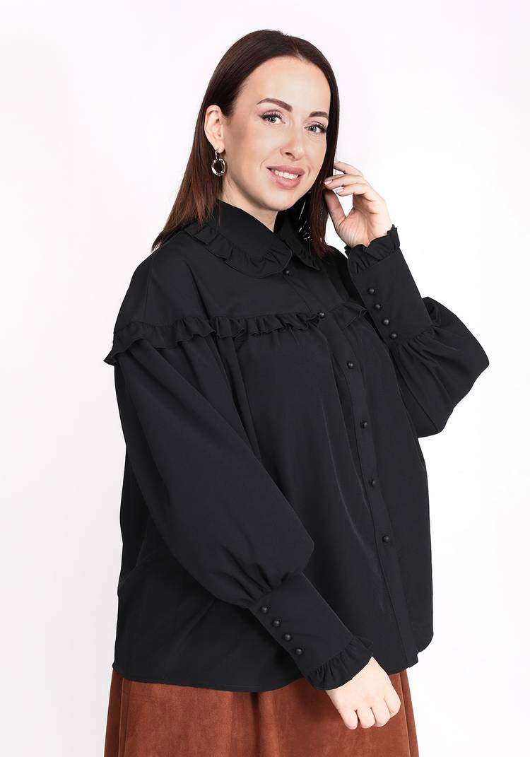 Блуза с объемными рукавами и рюшами шир.  750, рис. 4