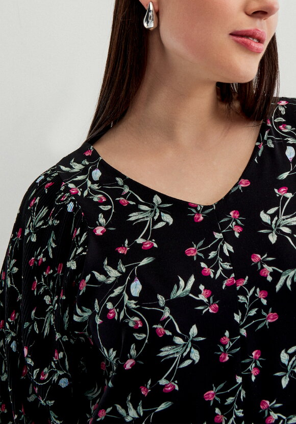 Платье с плиссировкой в цветочный принт шир.  580, рис. 6