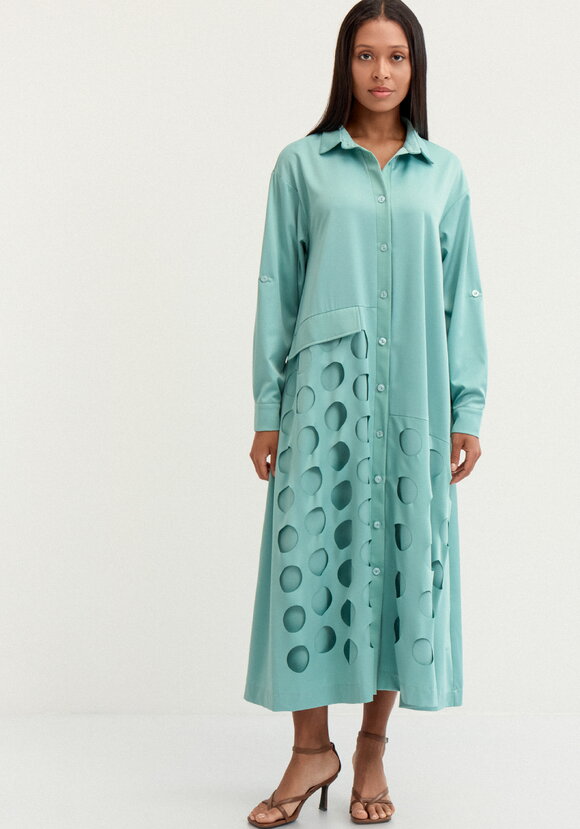 Платье А-силуэта с перфорацией шир.  580, рис. 4