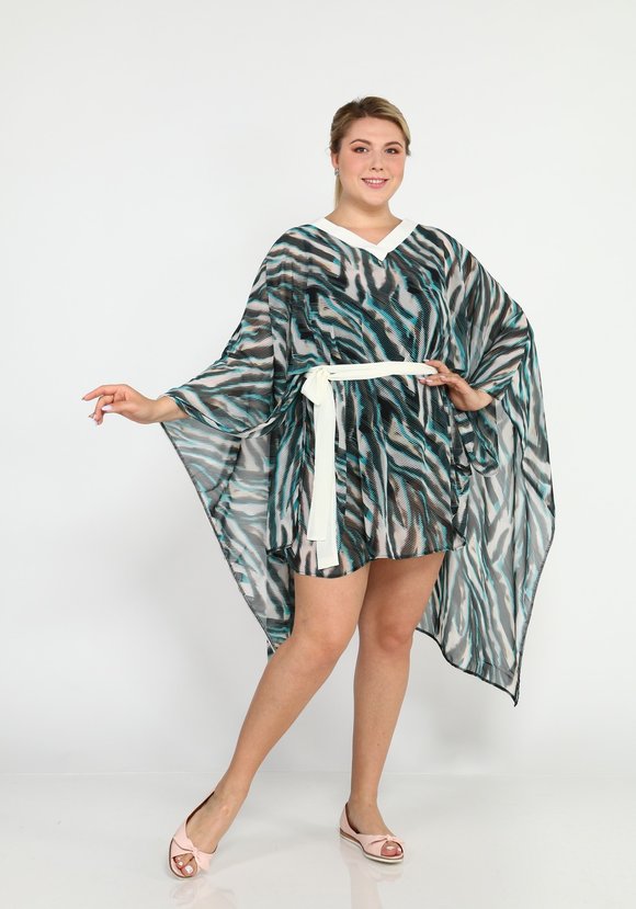 Накидка с принтом и поясом шир.  580, рис. 1