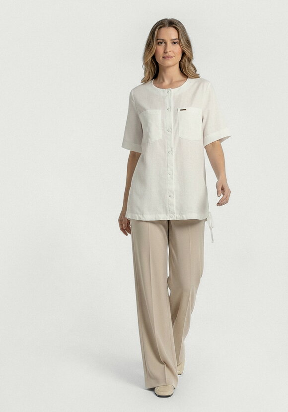 Блуза из льна на кулиске шир.  580, рис. 8