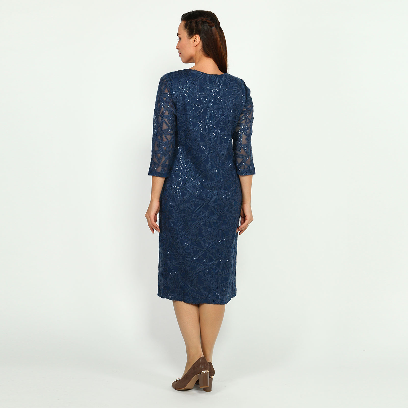 Платье с рисунком из пайеток Elletto Life, размер 62, цвет синий - фото 4
