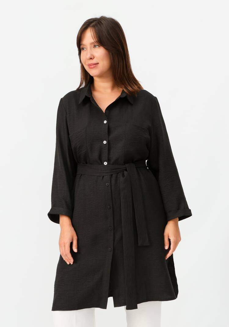 Туника с контрастными пуговицами на поясе шир.  750, рис. 9