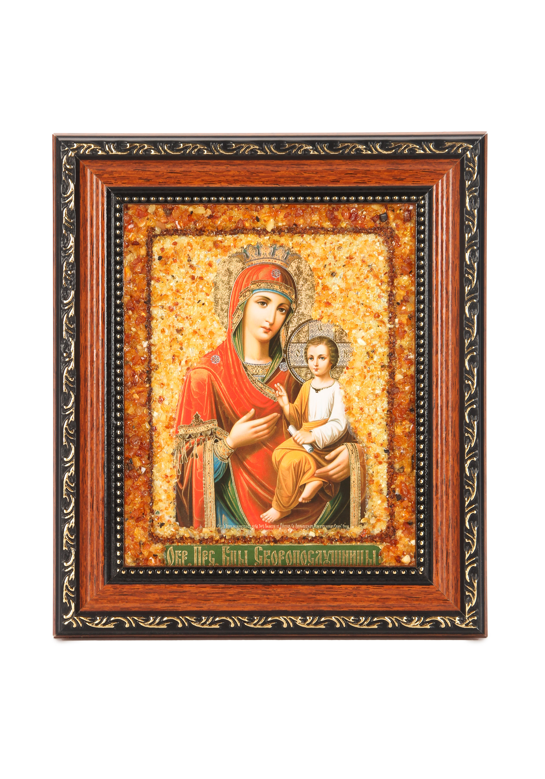 Икона из янтаря "Икона Божей Матери"