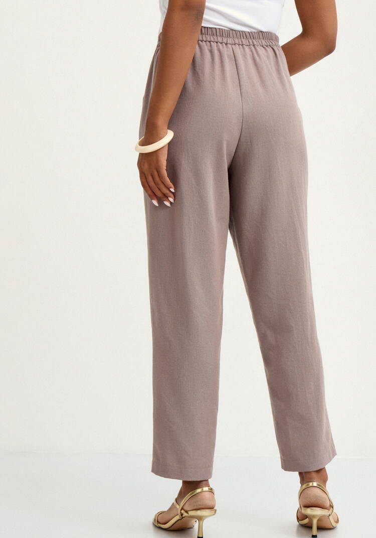 Брюки изо льна  прямые  с резинкой по поясу шир.  750, рис. 3