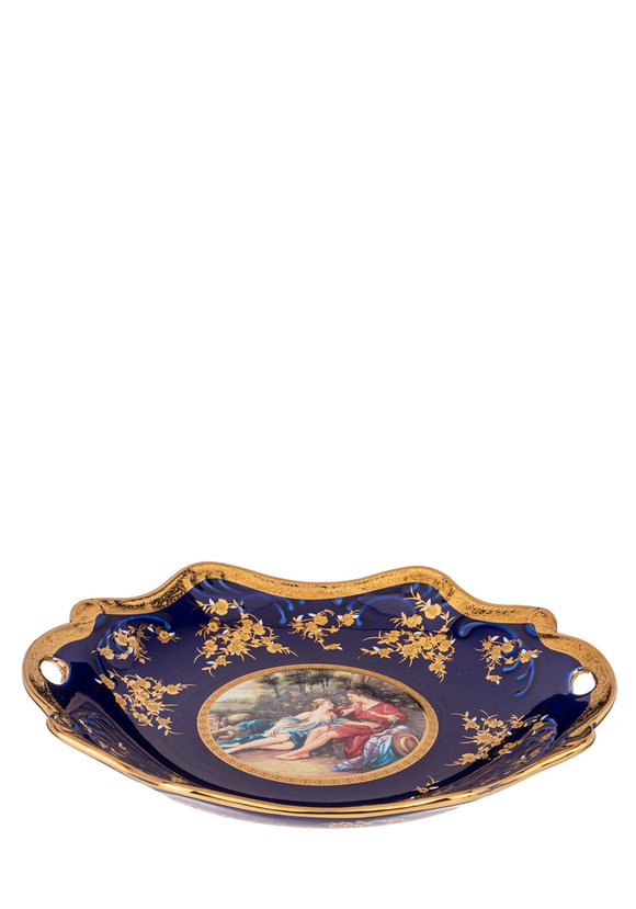 Блюдо с ручками кобальт Влюблённая пара шир.  580, рис. 1