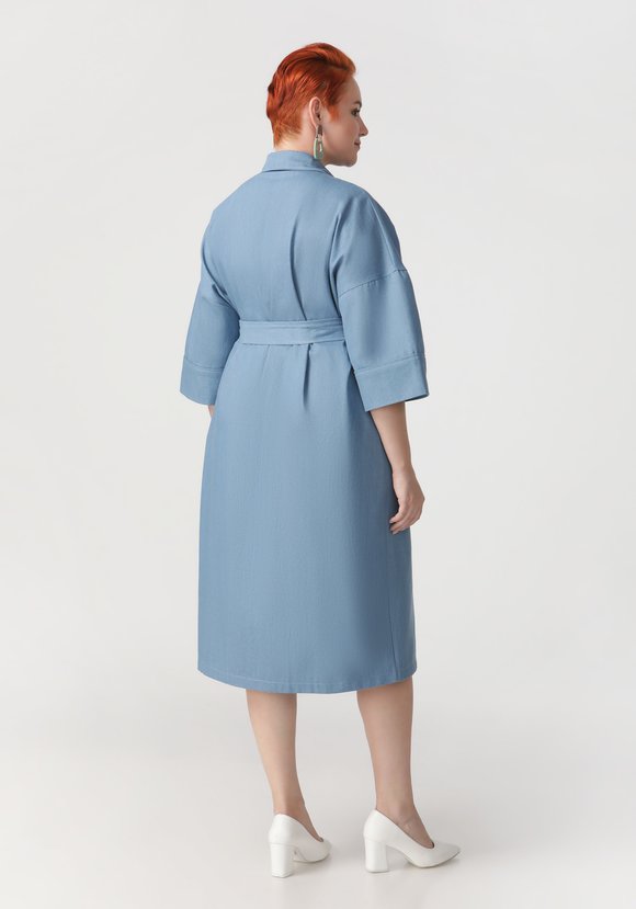 Платье-рубашка из джинсовой ткани с поясом шир.  580, рис. 3