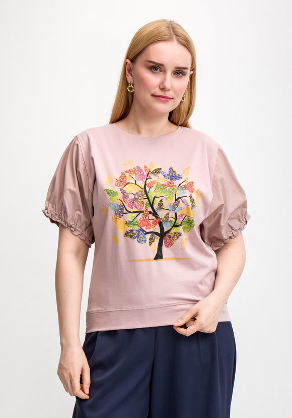 Блуза с ярким принтом и коротким рукавом шир.  580, рис. 16