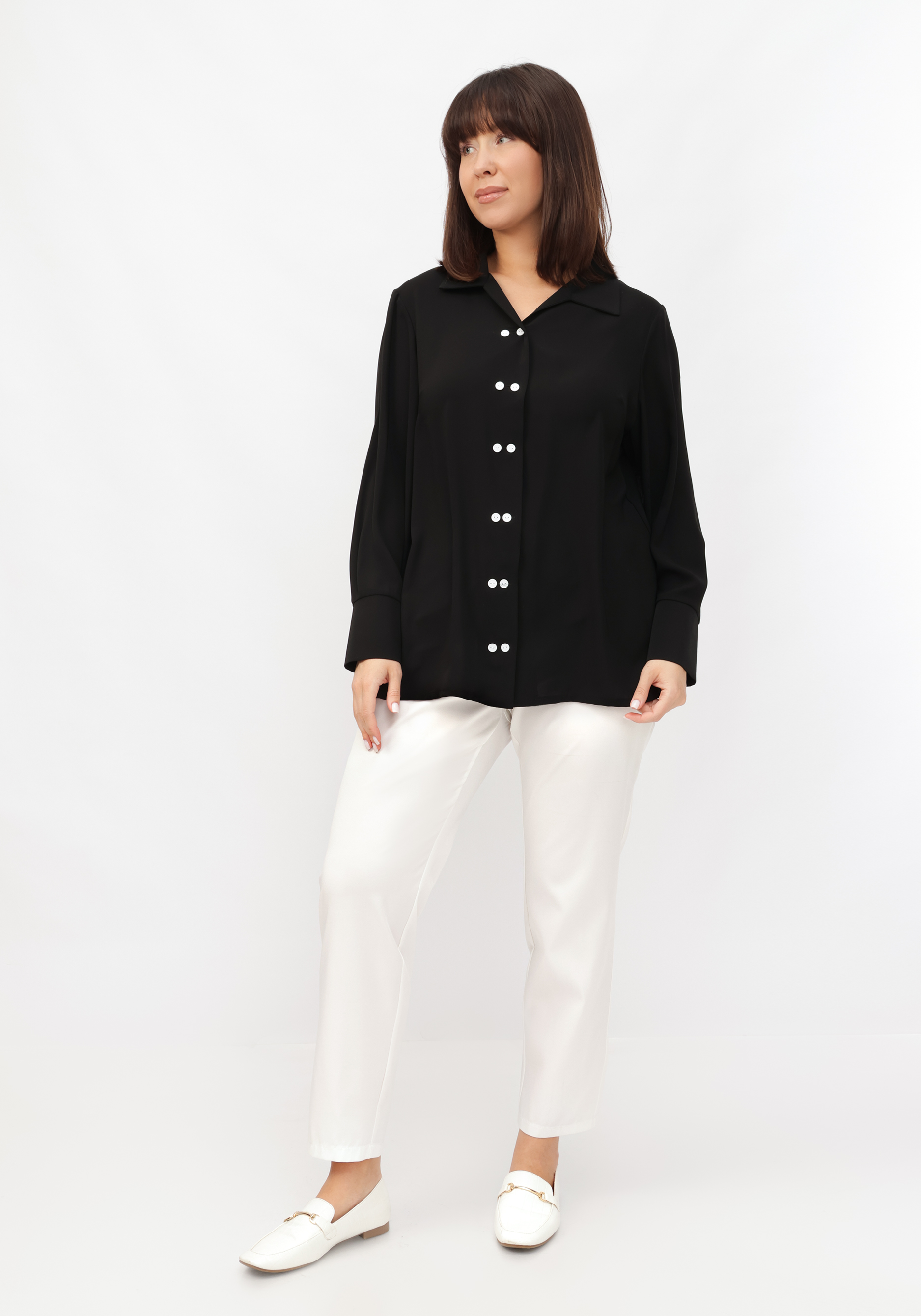 Рубашка с контрастными пуговицами VeraVo, цвет белый, размер 52 - фото 2