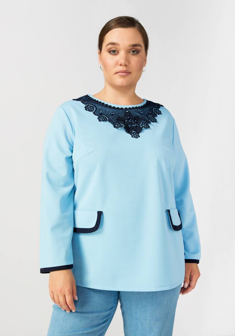 Блуза с аппликационным кружевом шир.  750, рис. 1