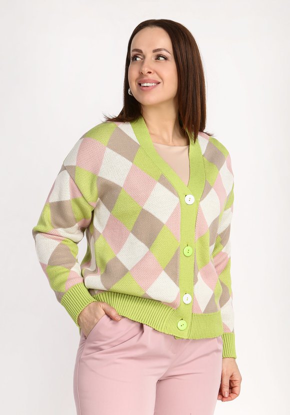 Кардиган Яркие ромбы шир.  580, рис. 6