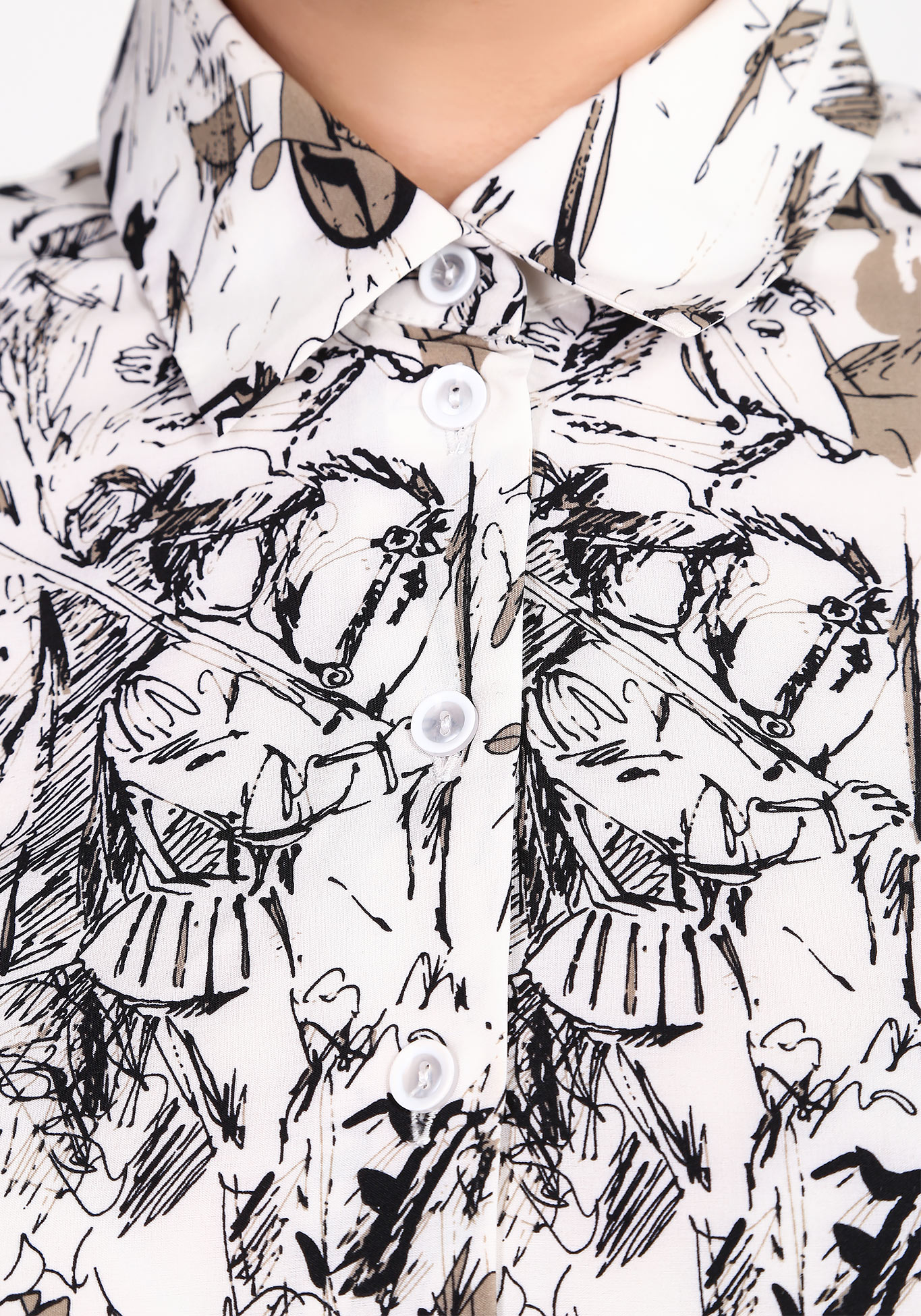 Блуза с длинным рукавом с принтом Alex Voice Collection, размер 50, цвет черно-белый - фото 8
