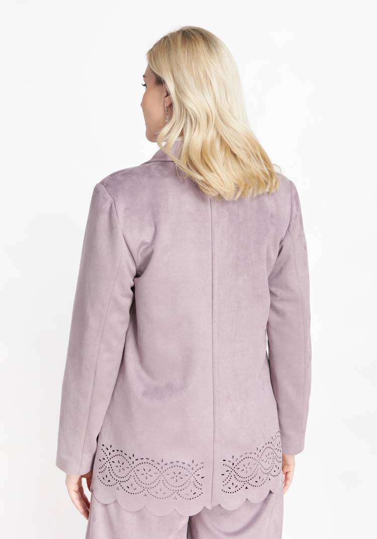 Жакет женский из эко-замши с перфорацией шир.  750, рис. 5