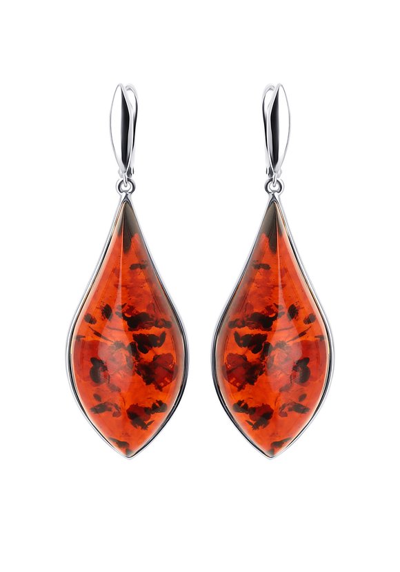 Серебряные серьги  Янтарные брызги шир.  580, рис. 5