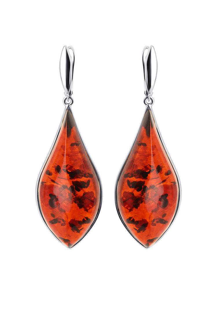 Серебряные серьги  Янтарные брызги шир.  750, рис. 5