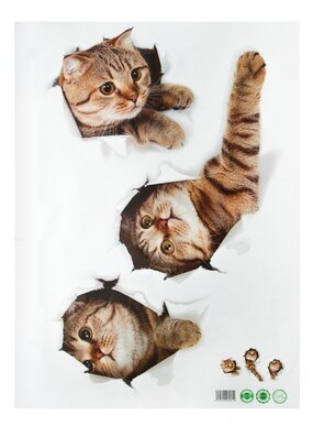 Наклейка интерьерная 3D Три кошки