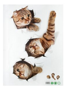 Наклейка интерьерная 3D Три кошки