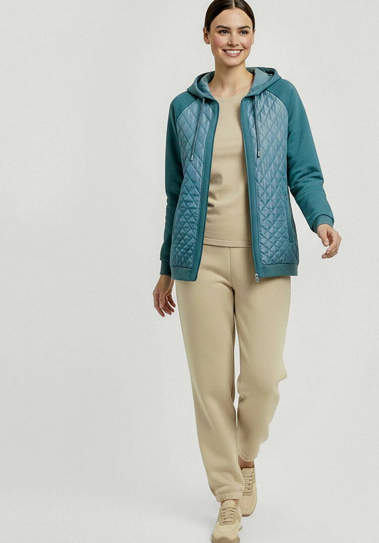 Бомбер с капюшоном из комбинированной ткани шир.  750, рис. 16