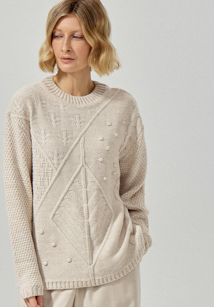 Джемпер с комбинированным фактурным рисунком шир.  750, рис. 4