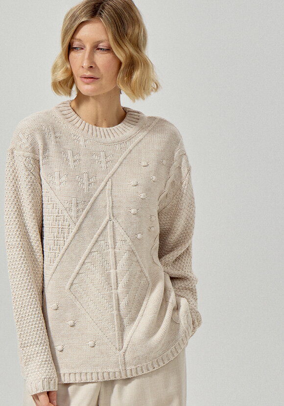 Джемпер с комбинированным фактурным рисунком шир.  580, рис. 4