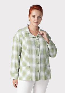 Блуза в клетку с накладными карманами