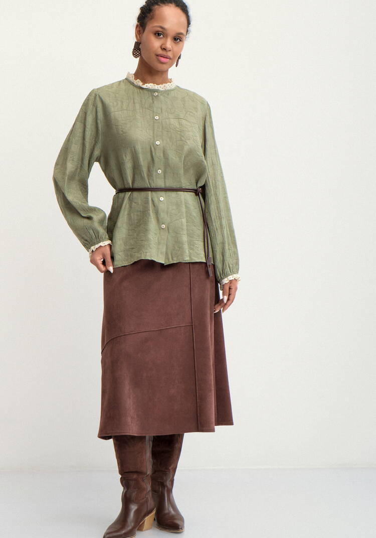 Блуза с отделкой кружева Аниса шир.  750, рис. 15