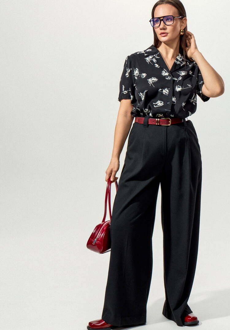 Блуза с отложным воротником в цветочек шир.  750, рис. 7