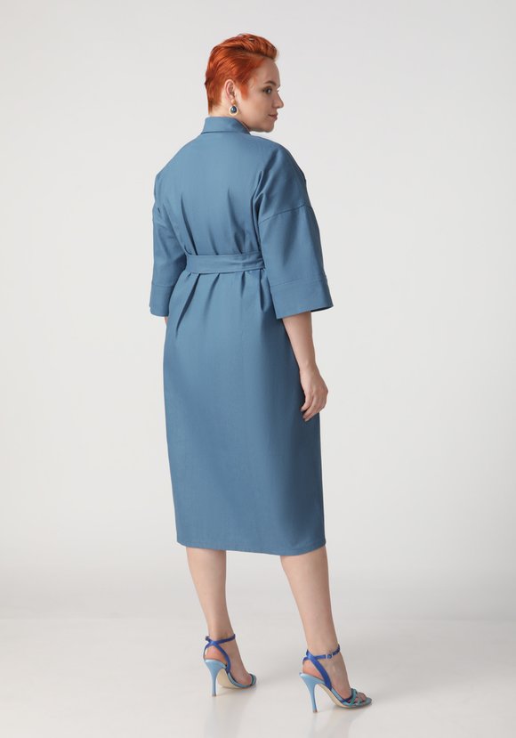 Платье-рубашка из джинсовой ткани с поясом шир.  580, рис. 7