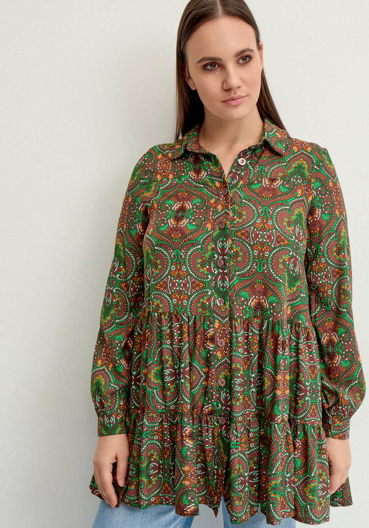 Блуза А-силуэта с ярусами шир.  750, рис. 25