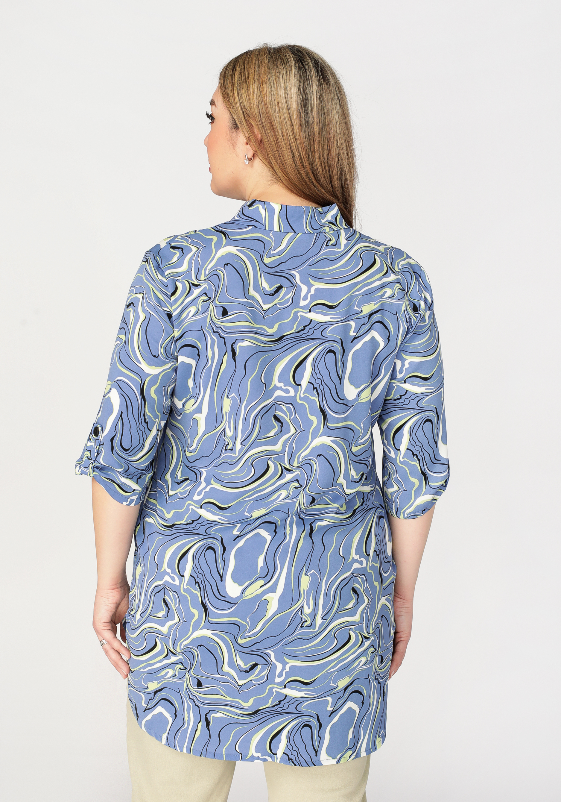 Блуза на пуговицах с принтом "Оливия", размер 56, цвет бежевый - фото 7