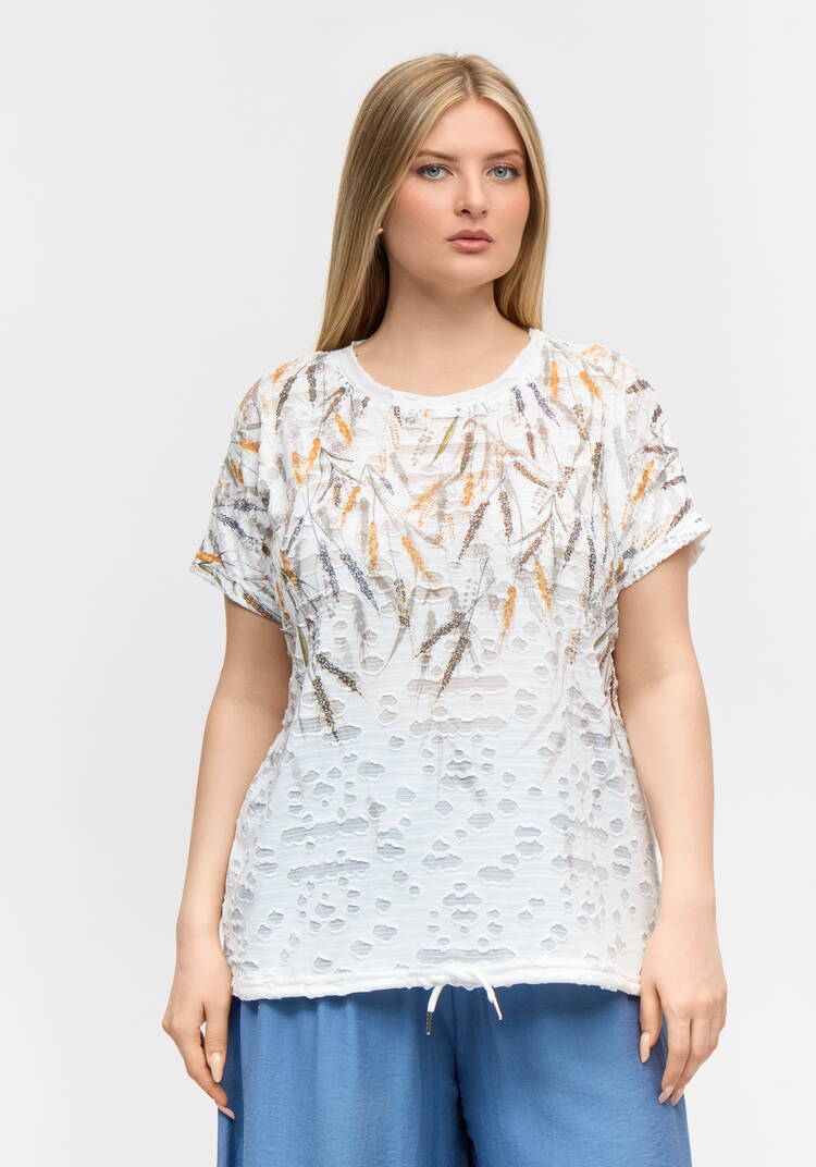 Блуза с принтом и завязками свободного кроя шир.  750, рис. 10