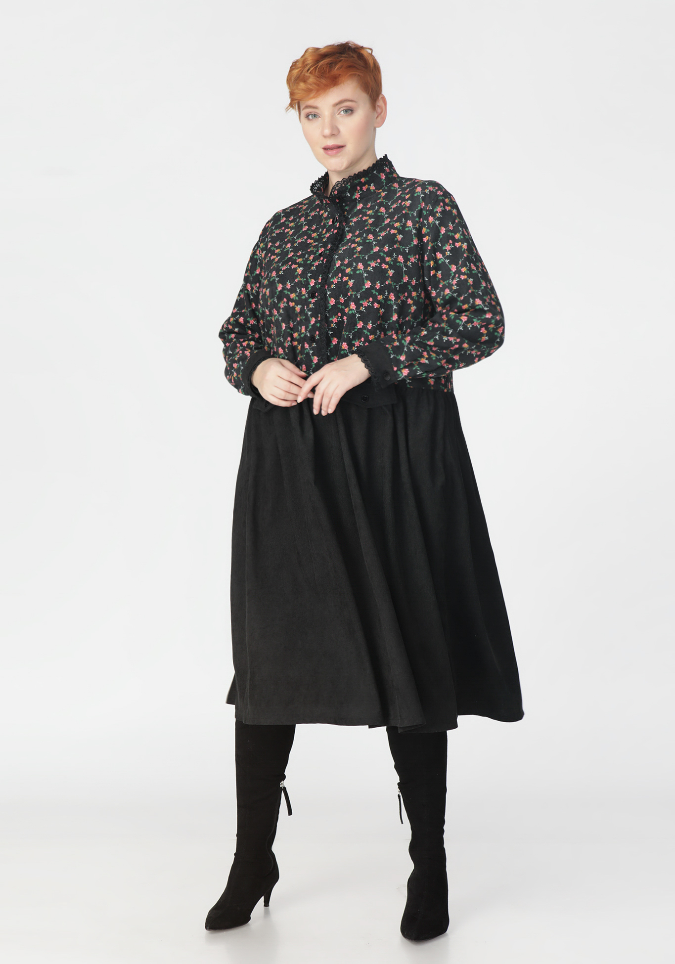 Платье вельветовое с декоративной отделкой Frida, цвет черный, размер 62 - фото 3
