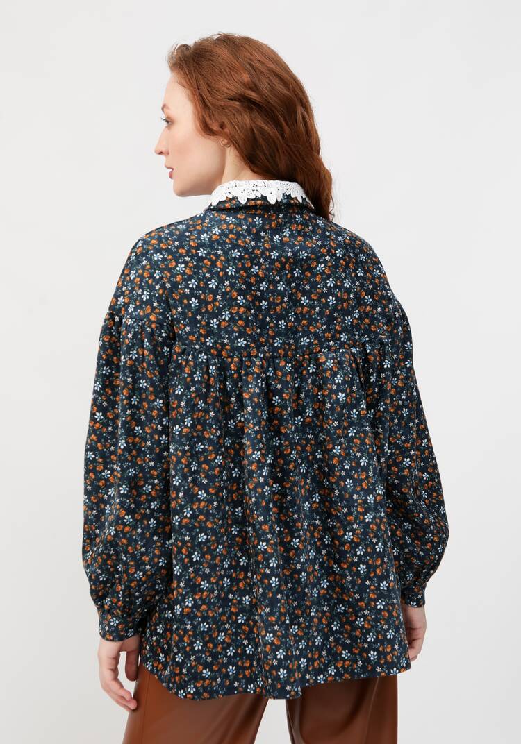 Блуза с цветочным принтом и воротником шир.  750, рис. 12