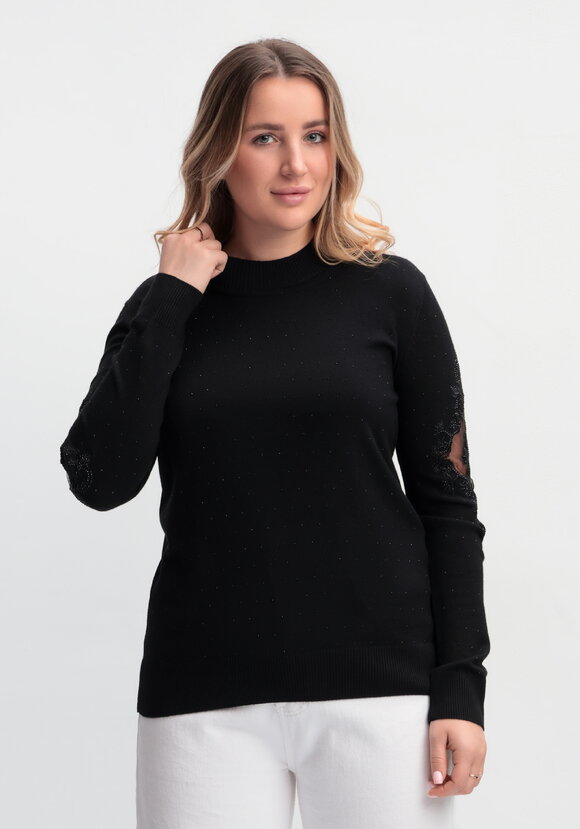 Джемпер со стразами и декоративной вставкой шир.  580, рис. 10