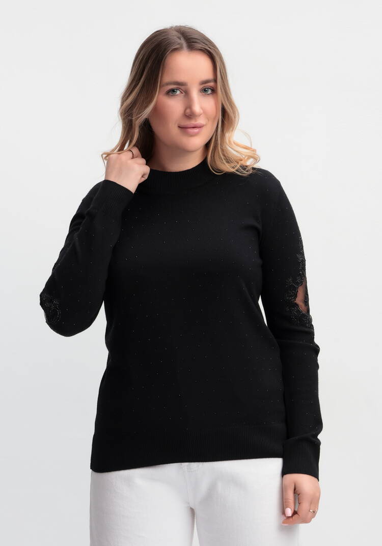 Джемпер со стразами и декоративной вставкой шир.  750, рис. 10