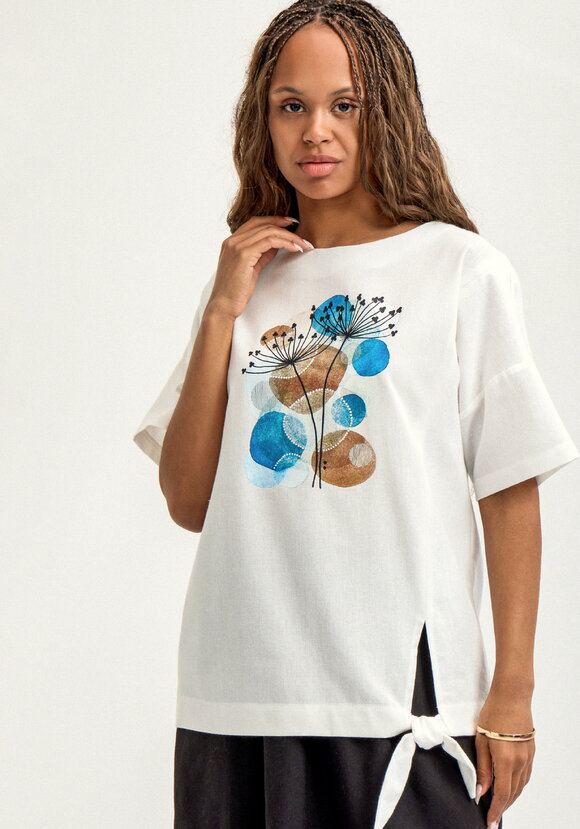 Блуза с принтом изо льна шир.  580, рис. 9