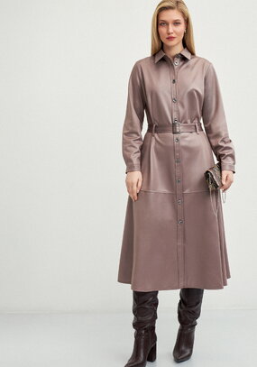 Платье-рубашка трикотажное под кожу