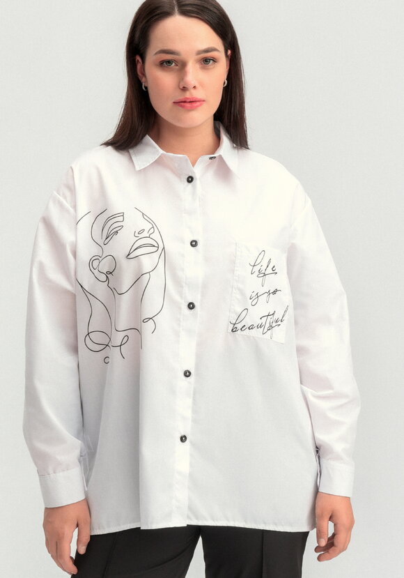 Рубашка с принтом на передней полочке шир.  580, рис. 4