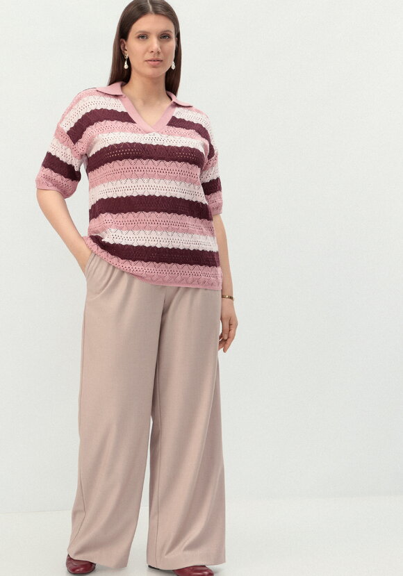 Джемпер-поло ажурный в полоску шир.  580, рис. 18