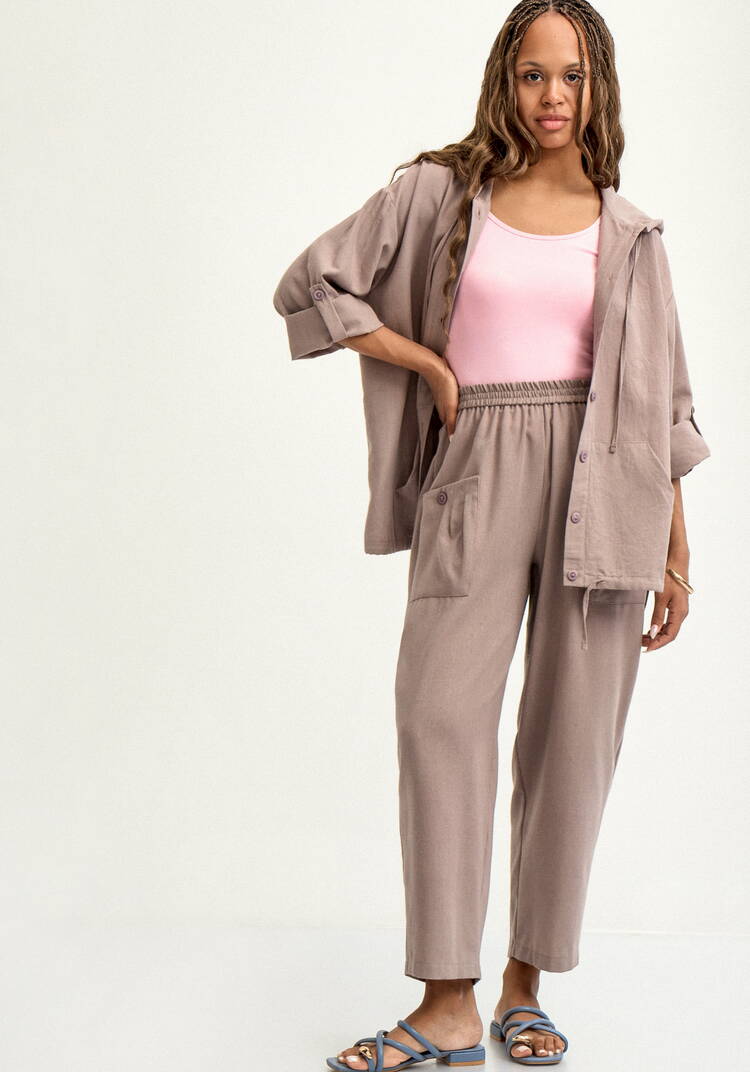 Брюки изо льна с карманами шир.  750, рис. 8