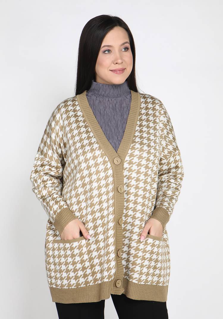 Кардиган на пуговицах в гусиную лапку шир.  750, рис. 6