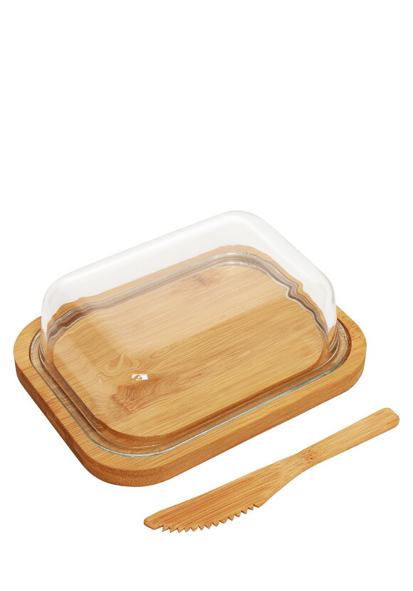 Маслёнка стеклянная на бамбуковой подставке шир.  580, рис. 2