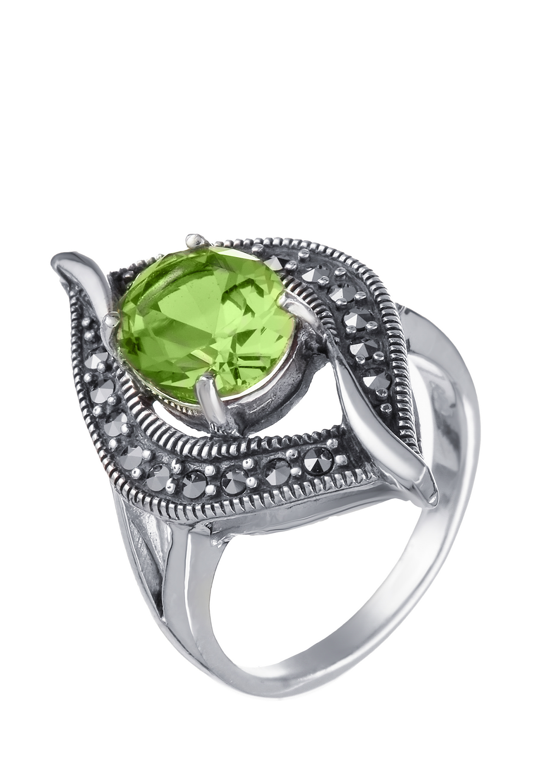 

Серебряное кольцо "Жизель", Зеленый